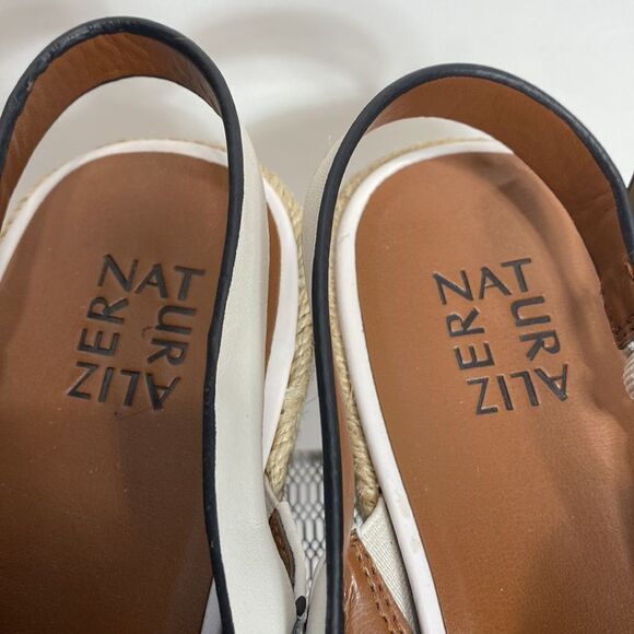 Naturalizer White Slingback Espadrille Sandals A Cross-band Wedges size 12 Wide - Picture 6 of 14